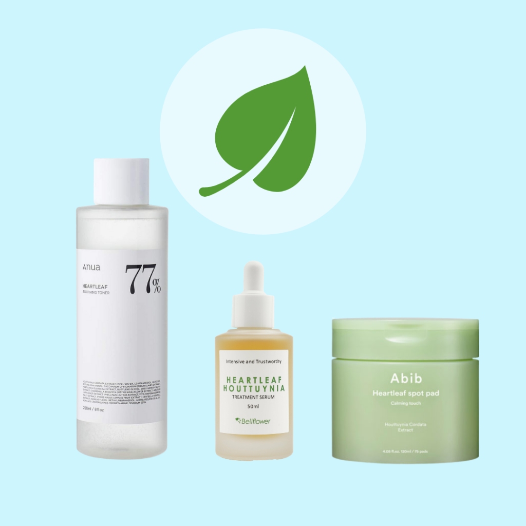 K-beauty products with heartleaf ingredients