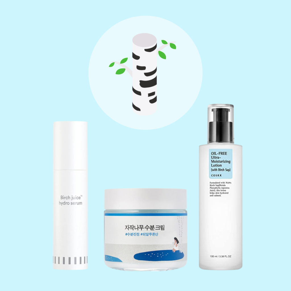 K-beauty products with birch extract ingredients