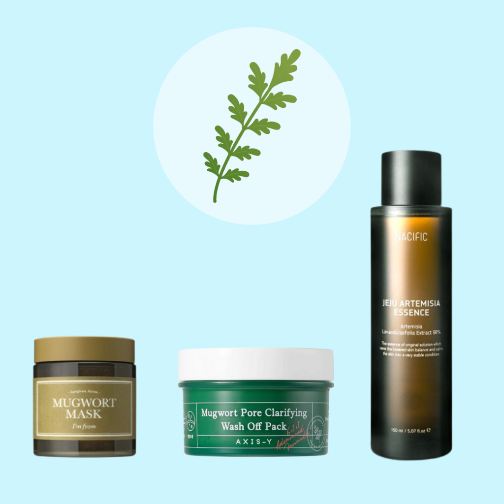 K-beauty products with mugwort ingredients